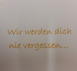 Flugkarte Wir werden dich nie vergessen Verabschiedung