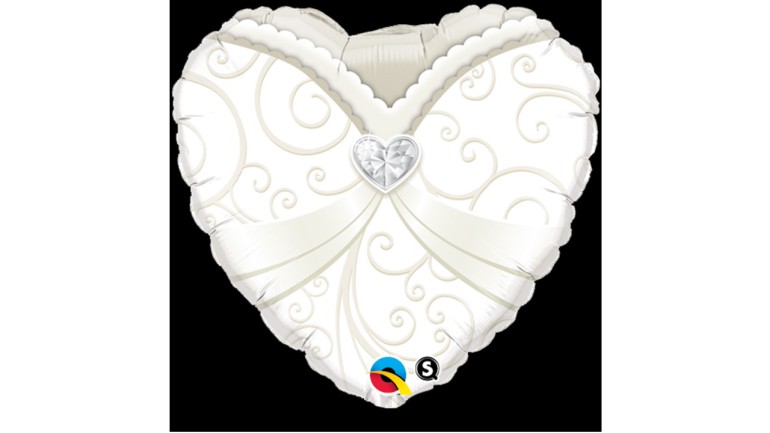 Folienballon Hochzeit Herz weiß creme