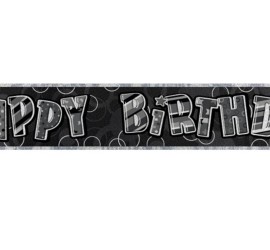 Banner Happy Birthday schwarz grau