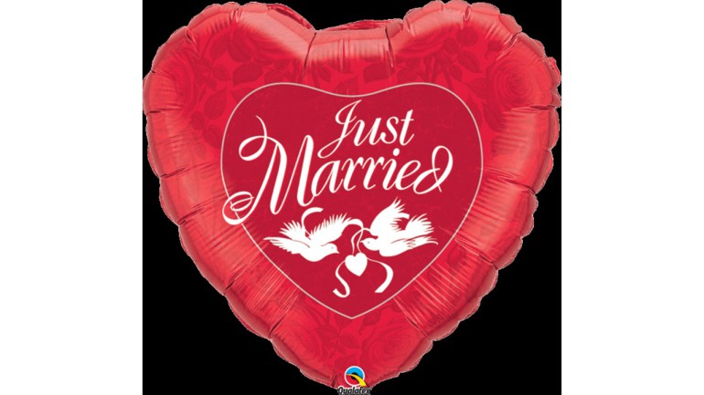 Folienherz Just Married rot