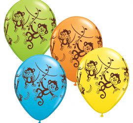 bunte Luftballons mit Affen - Äffchen auf Latexballons