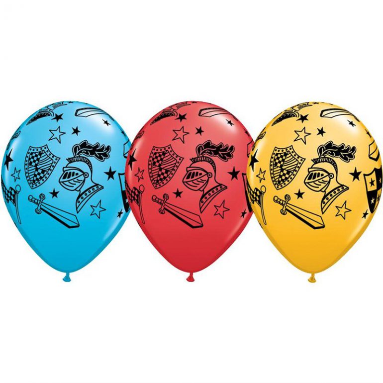 Latexballons mit Ritter-Motiven in drei verschiedenen Farben! 30 cm groß