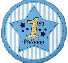 Folienballon 1st Birthday - blau/gold/weiß