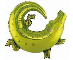 Folienballon Krokodil mit fröhlichem Gesicht