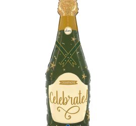 Folienballon Celebrate! auf grüner Champagnerflasche