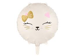 Folienballon Katzenkopf mit Masche - 45 cm; rund