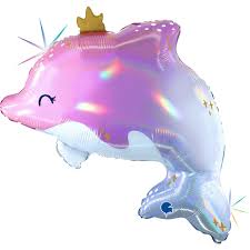 Folienballon Delfin mit Krönchen