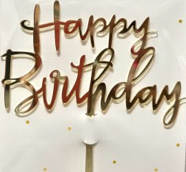 Cake Topper Happy Birthday; gold