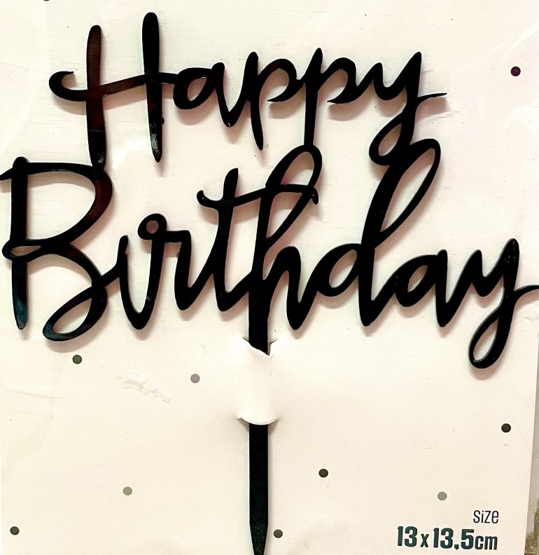 Cake Topper Happy Birthday, schwarz