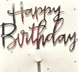 Cake Topper Happy Birthday; silber