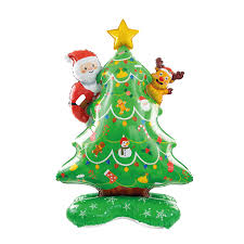 Standup-Ballon Christbaum mit Santa und Rudolf