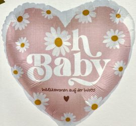 Folienherz Oh Baby mit Margeriten; 45 cm;