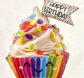 FL bunter Muffin mit Schokolinsen - Happy Birthday; 80cm