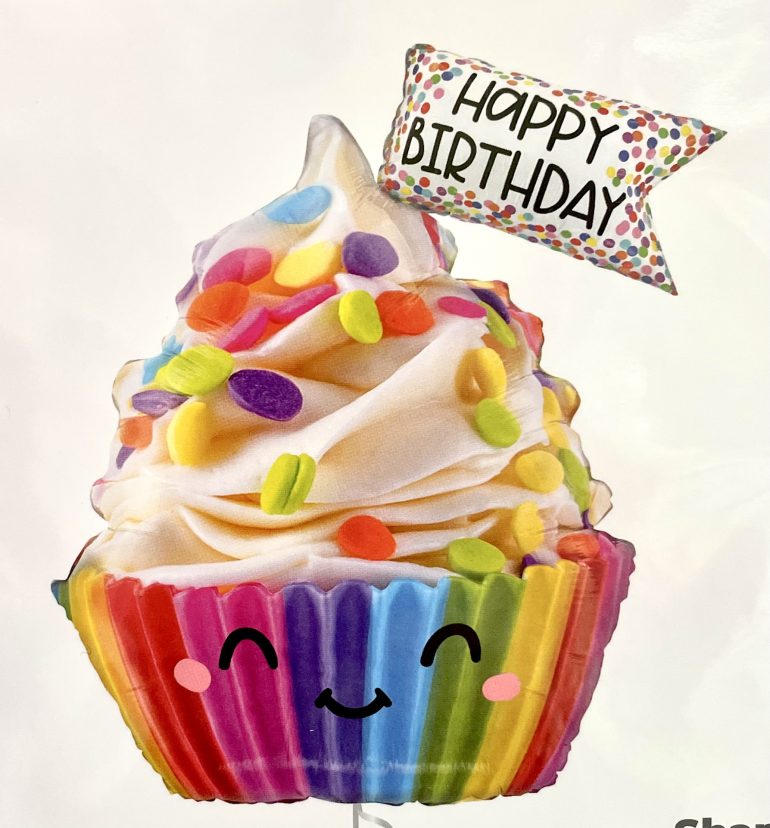 FL bunter Muffin mit Schokolinsen - Happy Birthday; 80cm