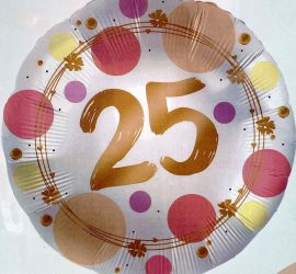 Folienballon `25´ ; 45cm; rund; gold/rosé/flieder/silber