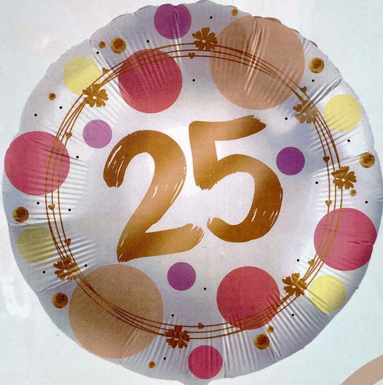 Folienballon `25´ ; 45cm; rund; gold/rosé/flieder/silber