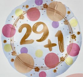 Folienballon `29+1´; rund; 45cm; silber/rosé/flieder/gold/pfirsich
