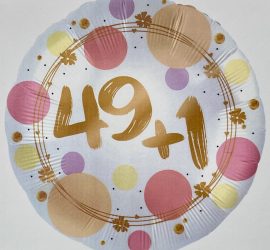 Folienballon `49+1´; 45cm; rund; silber/gold/rosé/flieder/rosa