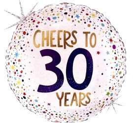 Folienballon `CHEERS TO 30´; rund; 45cm