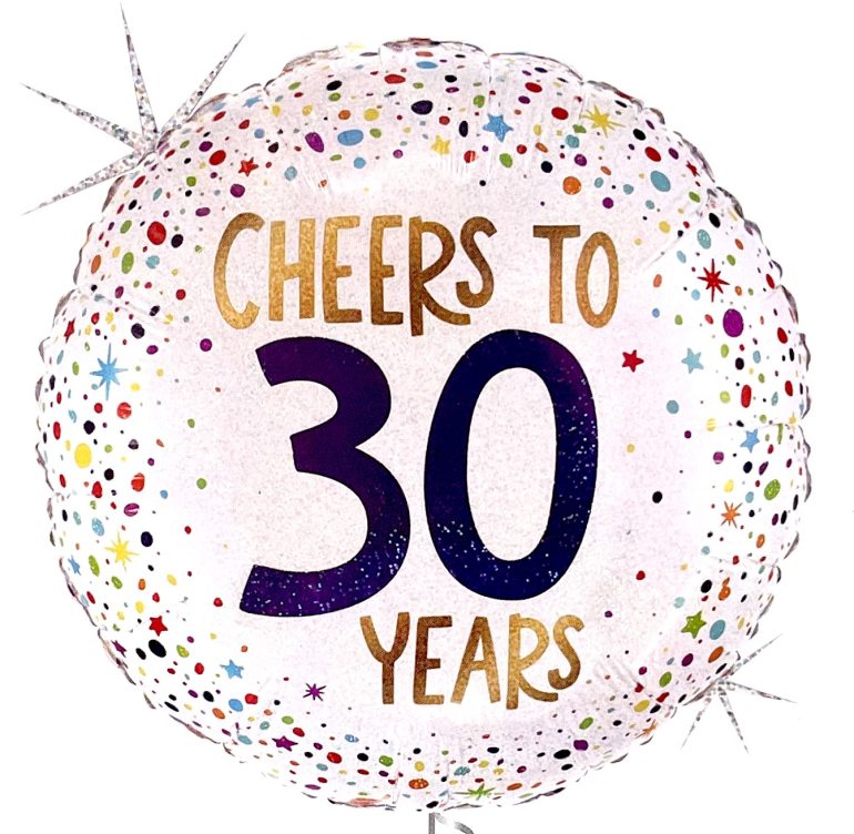 Folienballon `CHEERS TO 30´; rund; 45cm