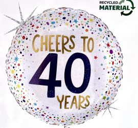 Folienballon `CHEERS TO 40´; rund; 45 cm