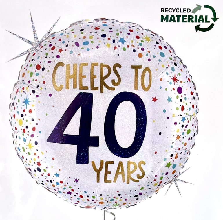 Folienballon `CHEERS TO 40´; rund; 45 cm