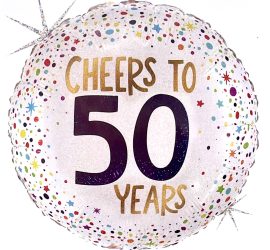 Folienballon `CHEERS TO 50´; rund; 45cm