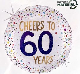 Folienballon `CHEERS TO 60´; rund; 45 cm
