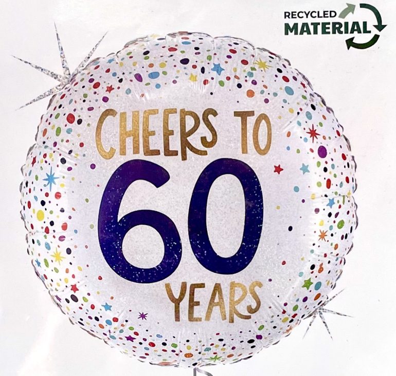 Folienballon `CHEERS TO 60´; rund; 45 cm