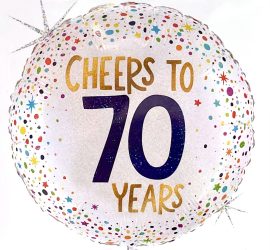 Folienballon `CHEERS TO 70´; 45cm; rund