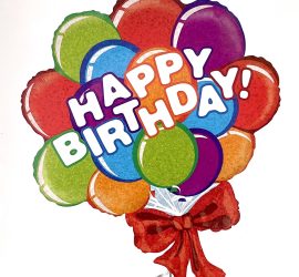 Folienballon Happy Birthday auf bunten Luftballons
