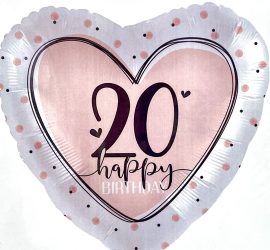 Folienherz `20 happy BIRTHDAY´; 45 cm