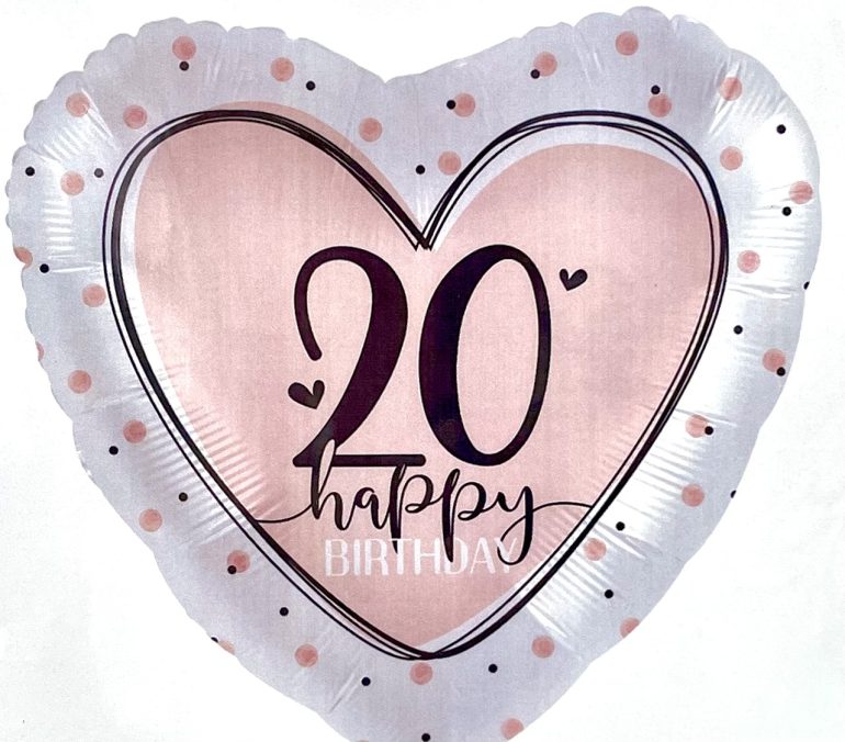 Folienherz `20 happy BIRTHDAY´; 45 cm
