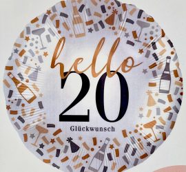 Folienballon hello 20 Glückwunsch; rund; 45cm