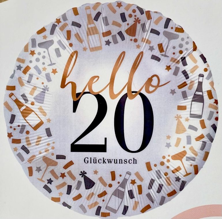 Folienballon hello 20 Glückwunsch; rund; 45cm