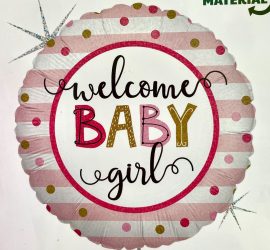 Folienballon Welcome BABYgirl; rund; 45cm