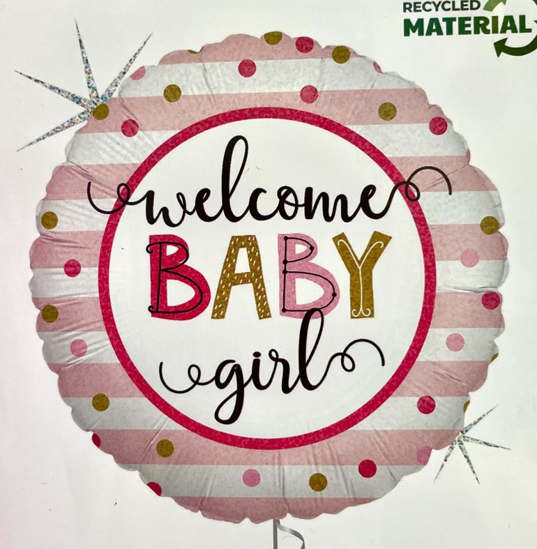 Folienballon Welcome BABYgirl; rund; 45cm
