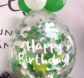 Stufferballon - Geschenk im Ballon - Happy Birthday - grün/weiss