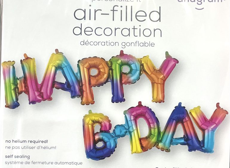 Schriftzüge `HAPPY B-DAY´; bunt; Luftfüllung