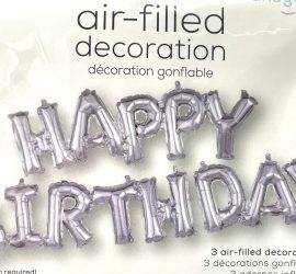 Schriftzüge `HAPPY BIRTHDAY´ - silber; Luftfüllung
