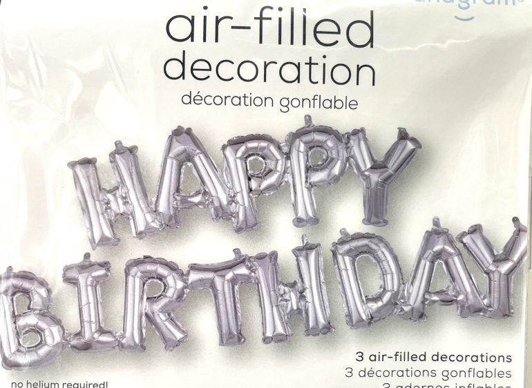 Schriftzüge `HAPPY BIRTHDAY´ - silber; Luftfüllung