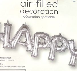 Schriftzug `HAPPY´, silber; Luftfüllung