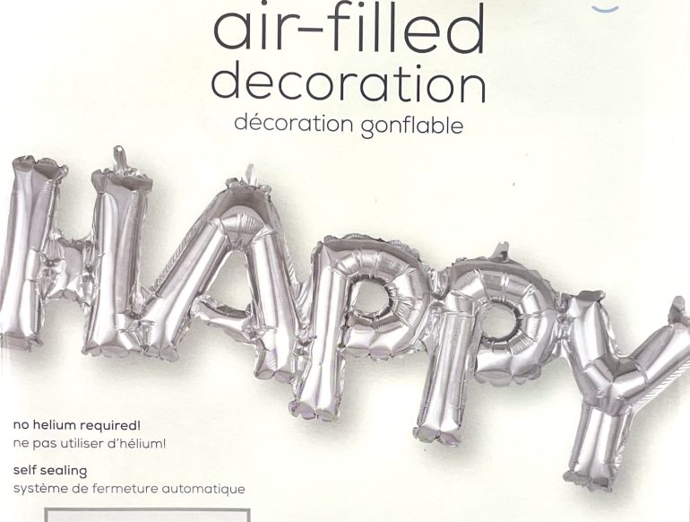 Schriftzug `HAPPY´, silber; Luftfüllung