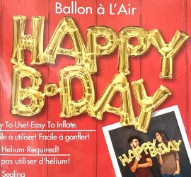 Schriftzüge `HAPPY B-DAY´; gold; Luftfüllung