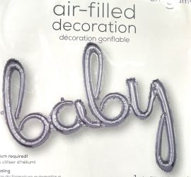 Schriftzug `baby´; silber; Luftfüllung