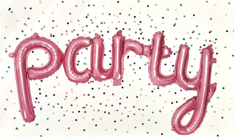 Schriftzug `party´ - pink; Luftfüllung