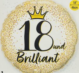 Folienballon 18 und brilliant; rund; 45cm