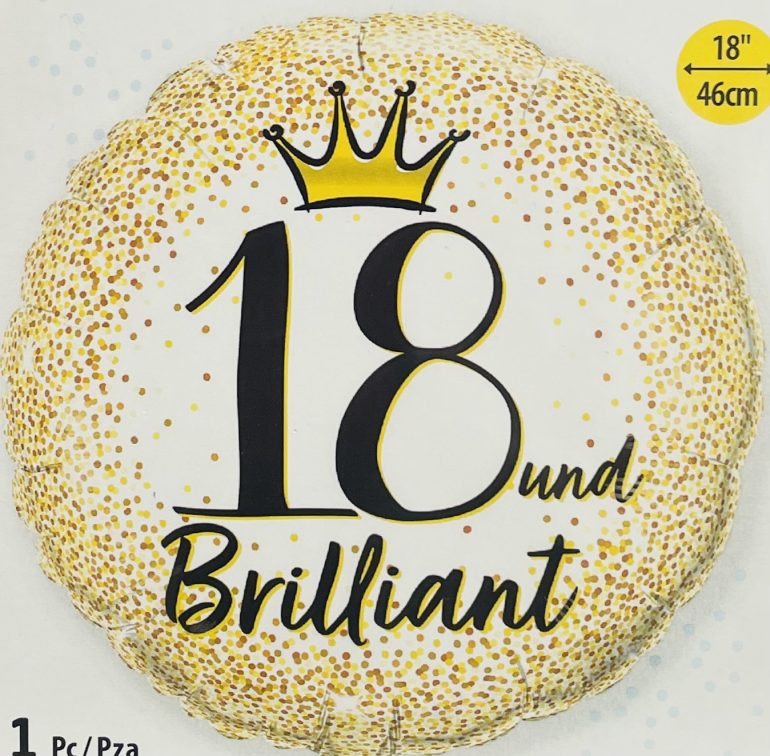 Folienballon 18 und brilliant; rund; 45cm