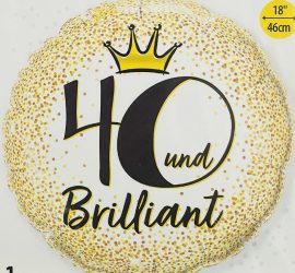 Folienballon 40 und brilliant; rund; 45cm