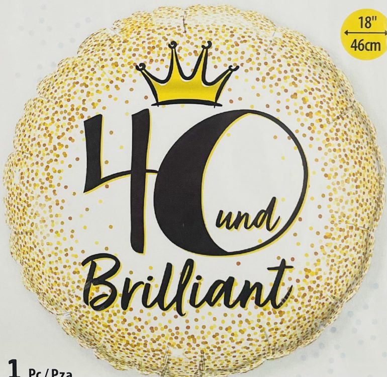 Folienballon 40 und brilliant; rund; 45cm